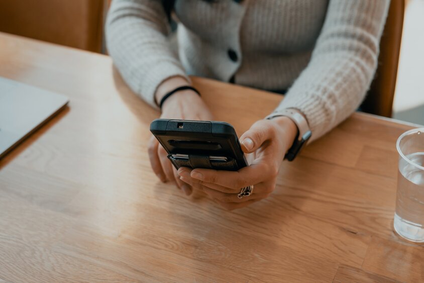 A woman using a smartphone