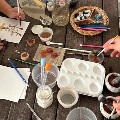 Participants painting and sketching