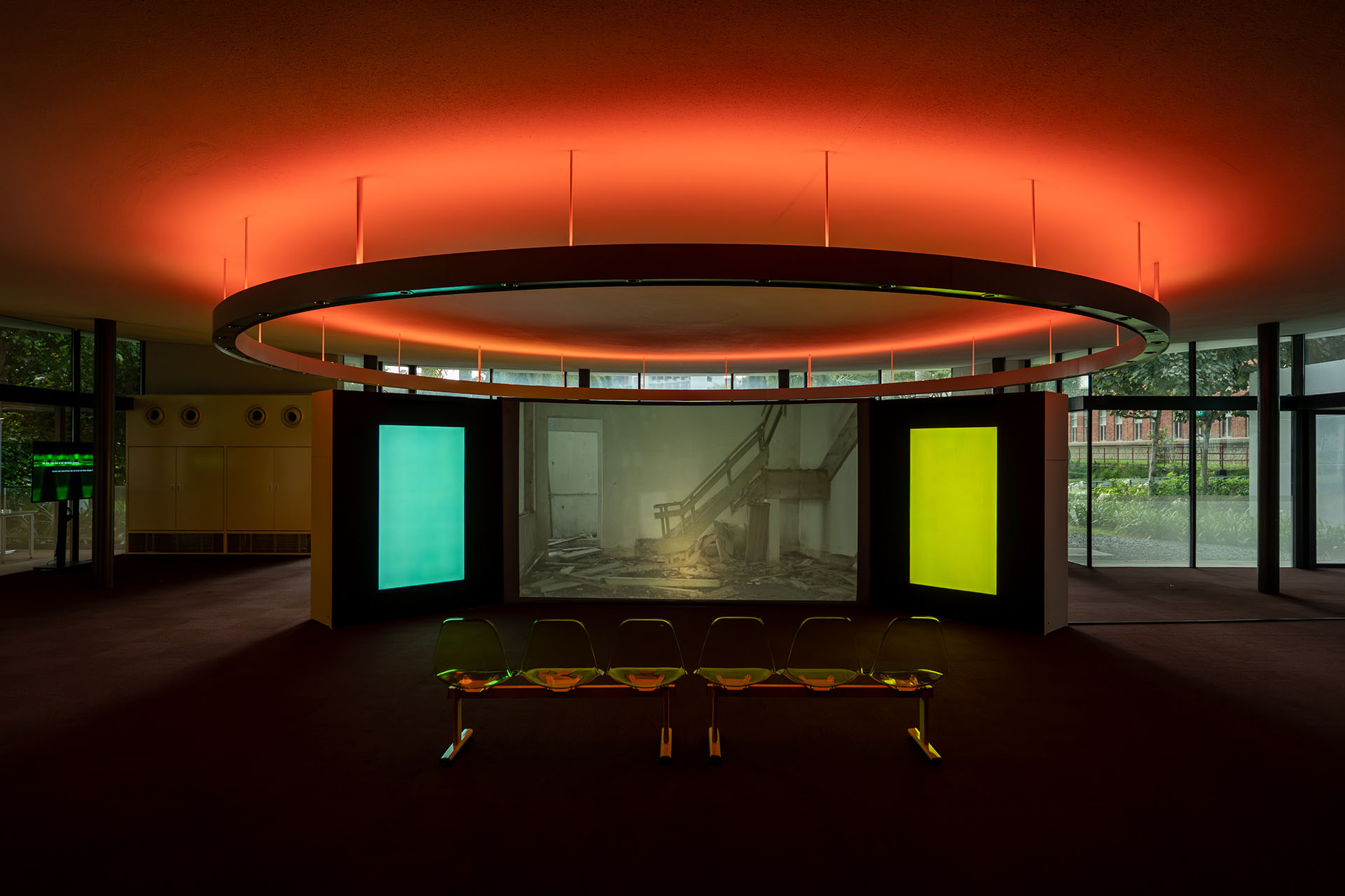 Installation view of 东邪西毒 I Want to Infect You with History by Boedi Widjaja - screens