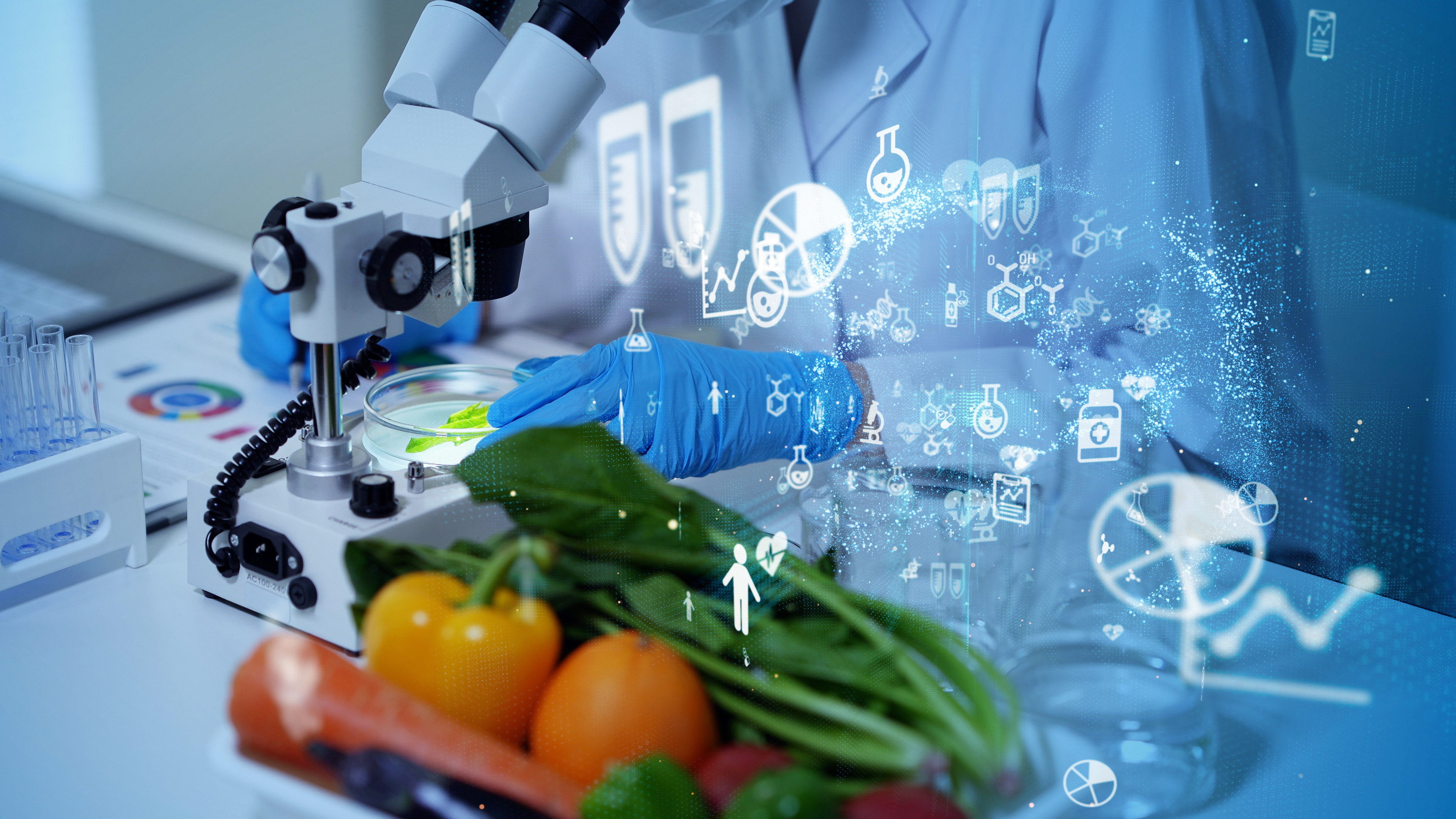 Biotechnology concept. Food tech. Nutritional science
