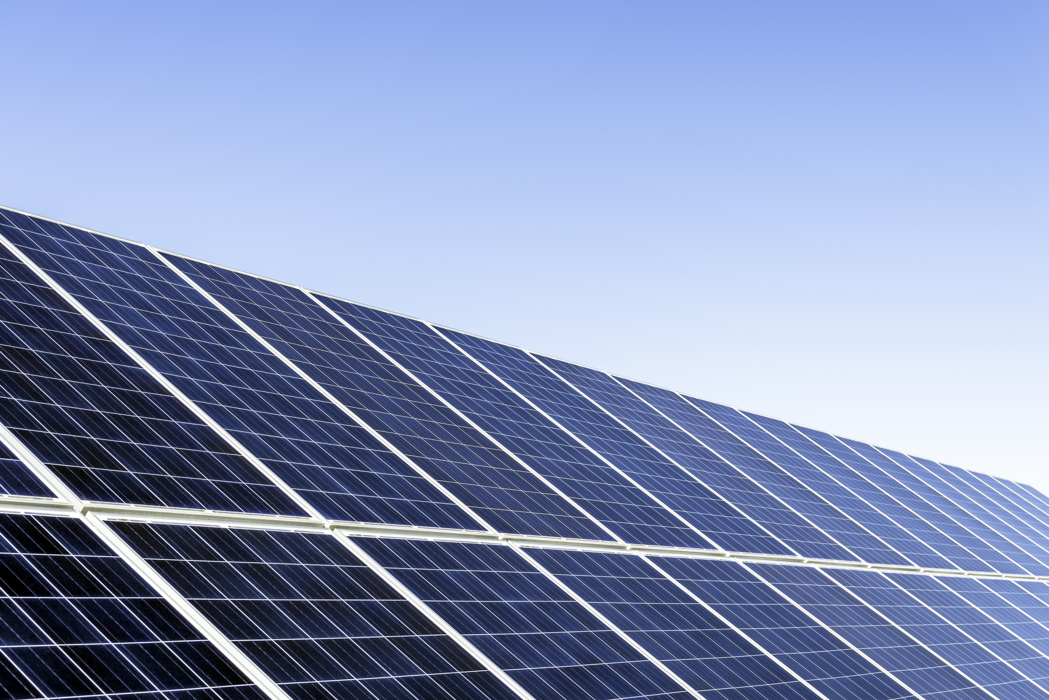 Solar panels and blue sky