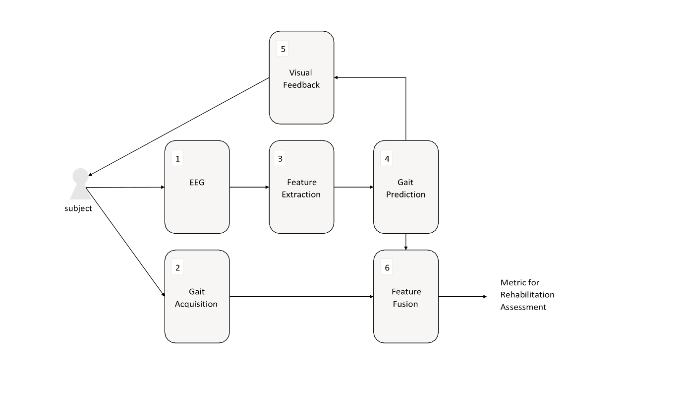 Figure 1: Schematic of the proposed gait rehabilitation system that features a deep learning technique for gait prediction.