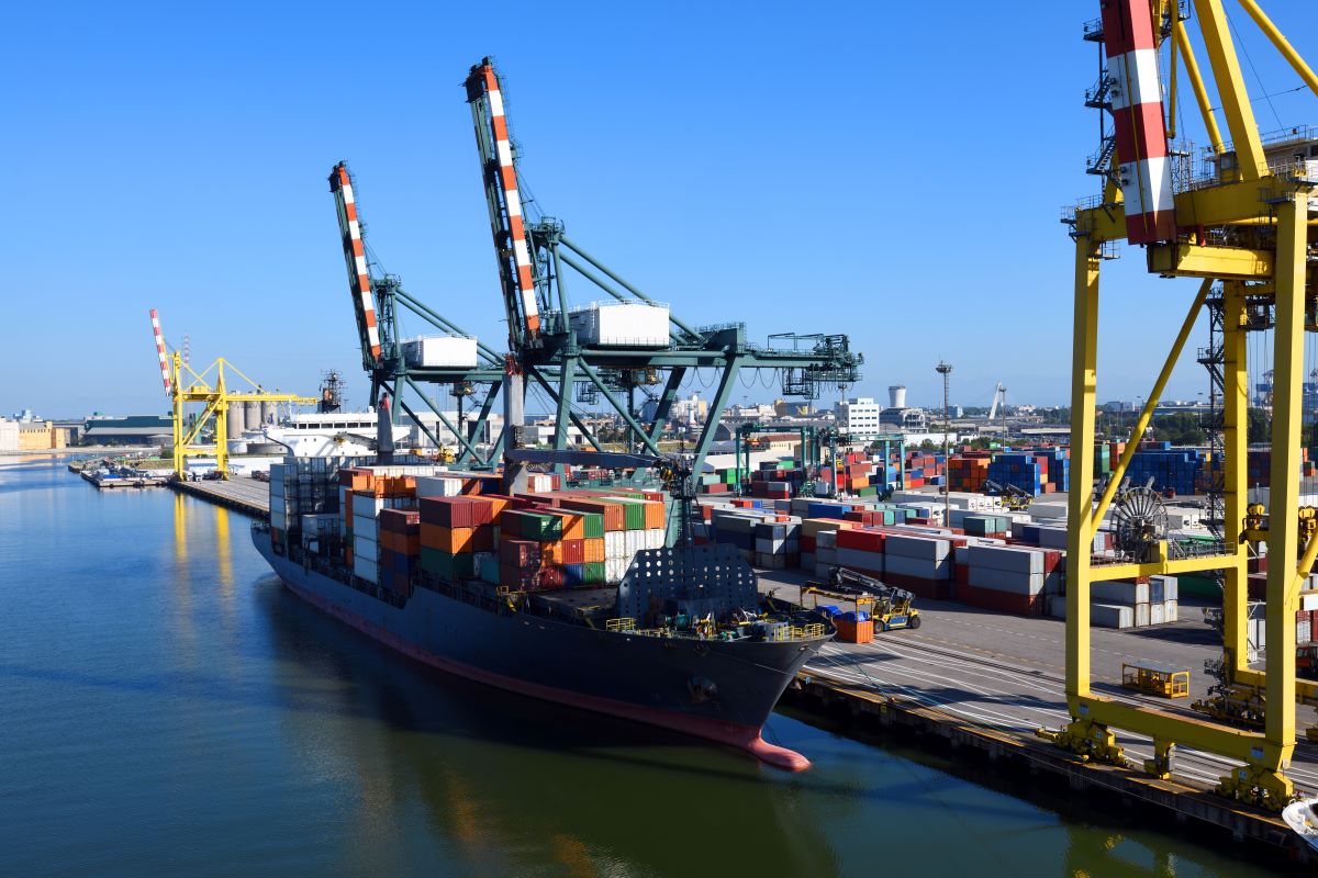 containers at port terminal