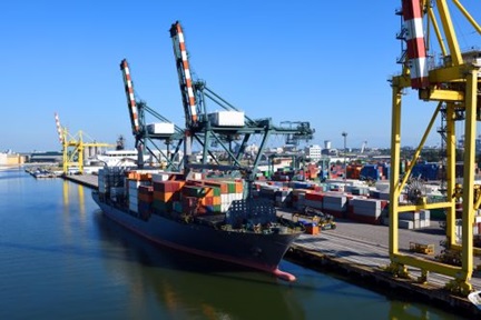 containers at port terminal