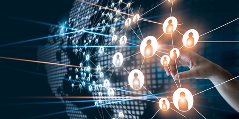 Digital connection of people with globe