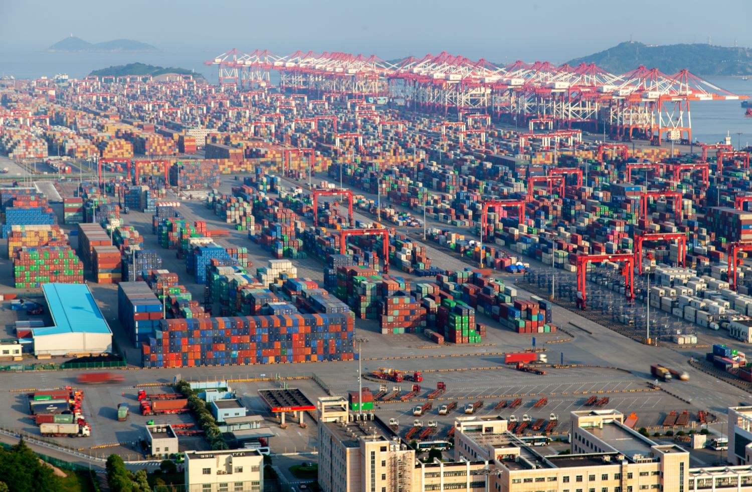 Shipping containers in port in Shanghai