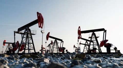 Oil pump jack work on oilfield