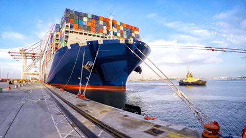 Container ship in export and import business and logistics in the ocean (thumbnail)