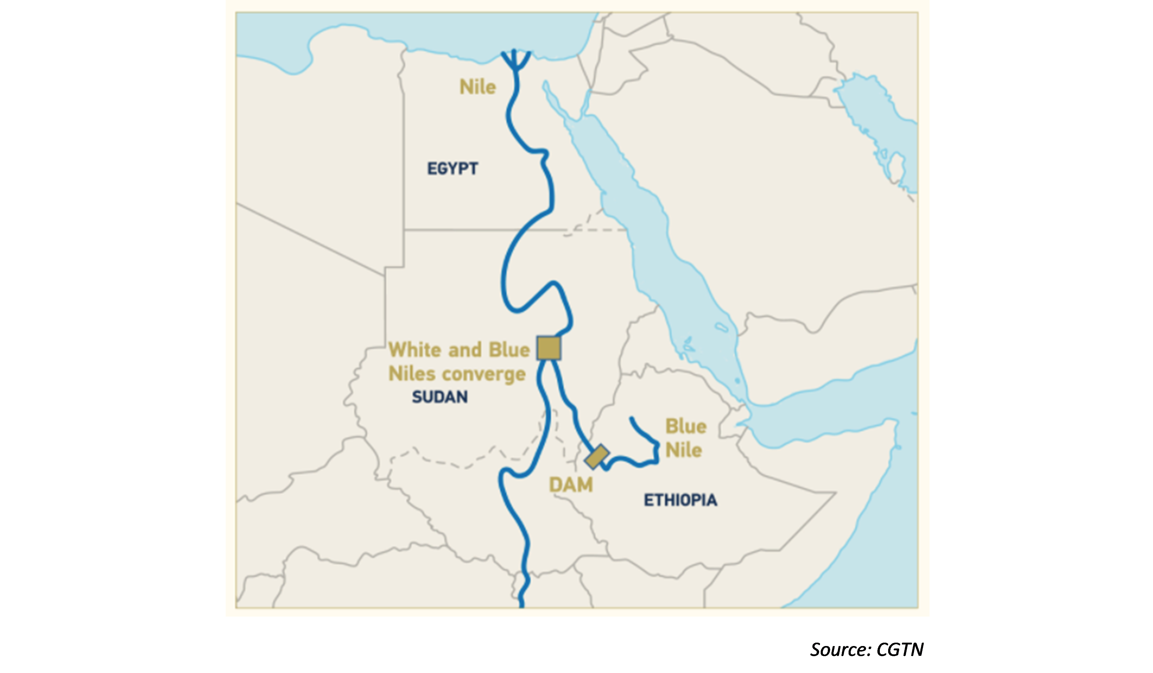 Map of position of the Grand Ethiopian Renaissance Dam