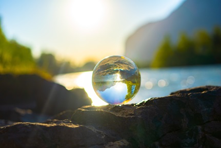 Glass ball reflecting nature