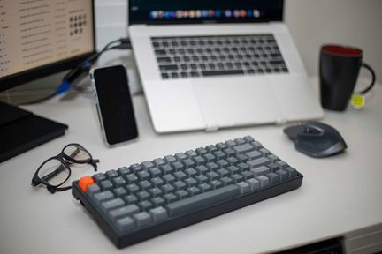 Laptop, smartphone and keyboard