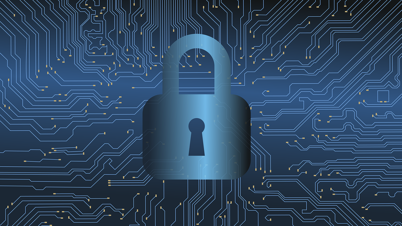 Illustration of a lock on computer circuits