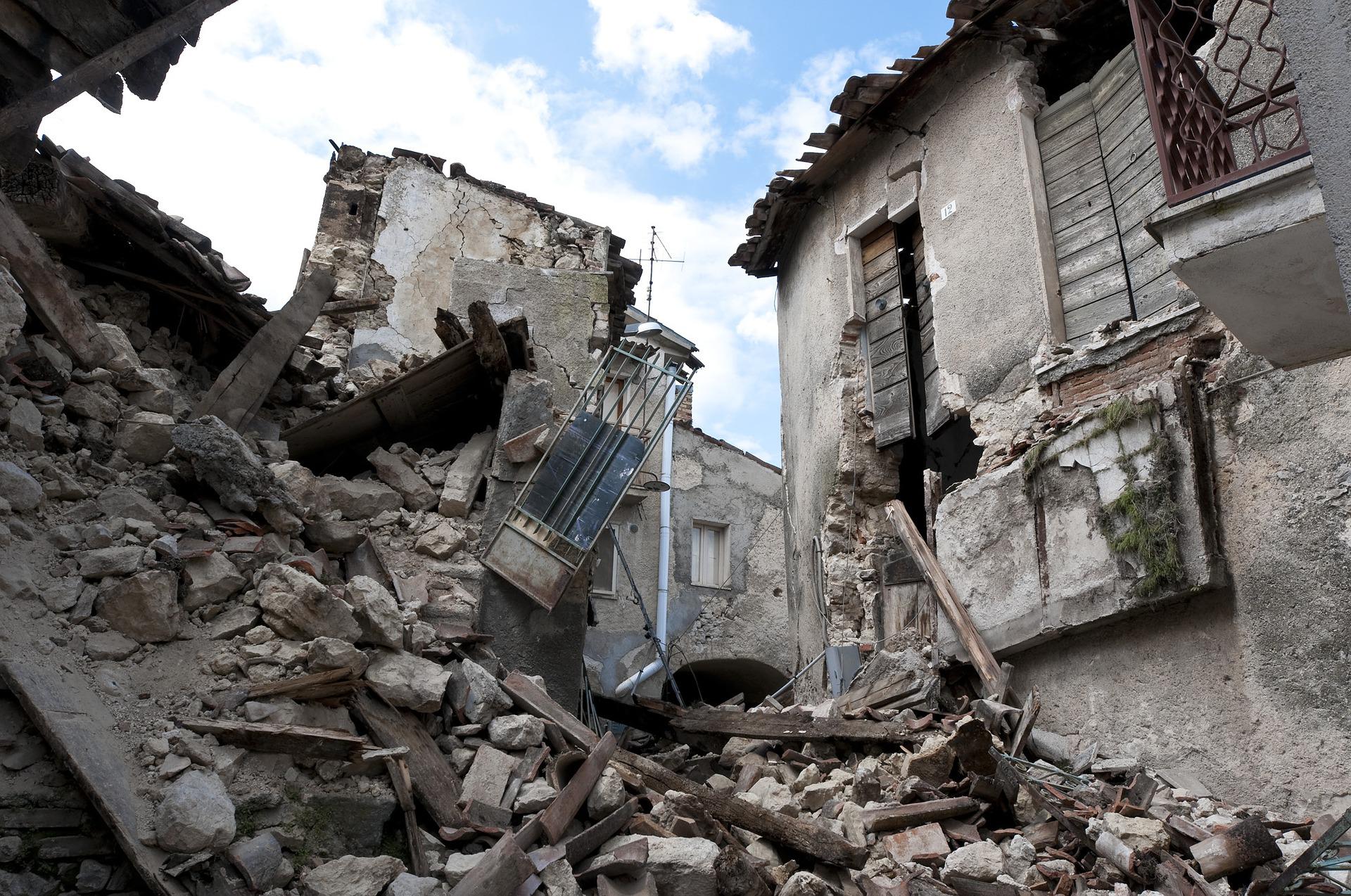 Rubble from collapsed building
