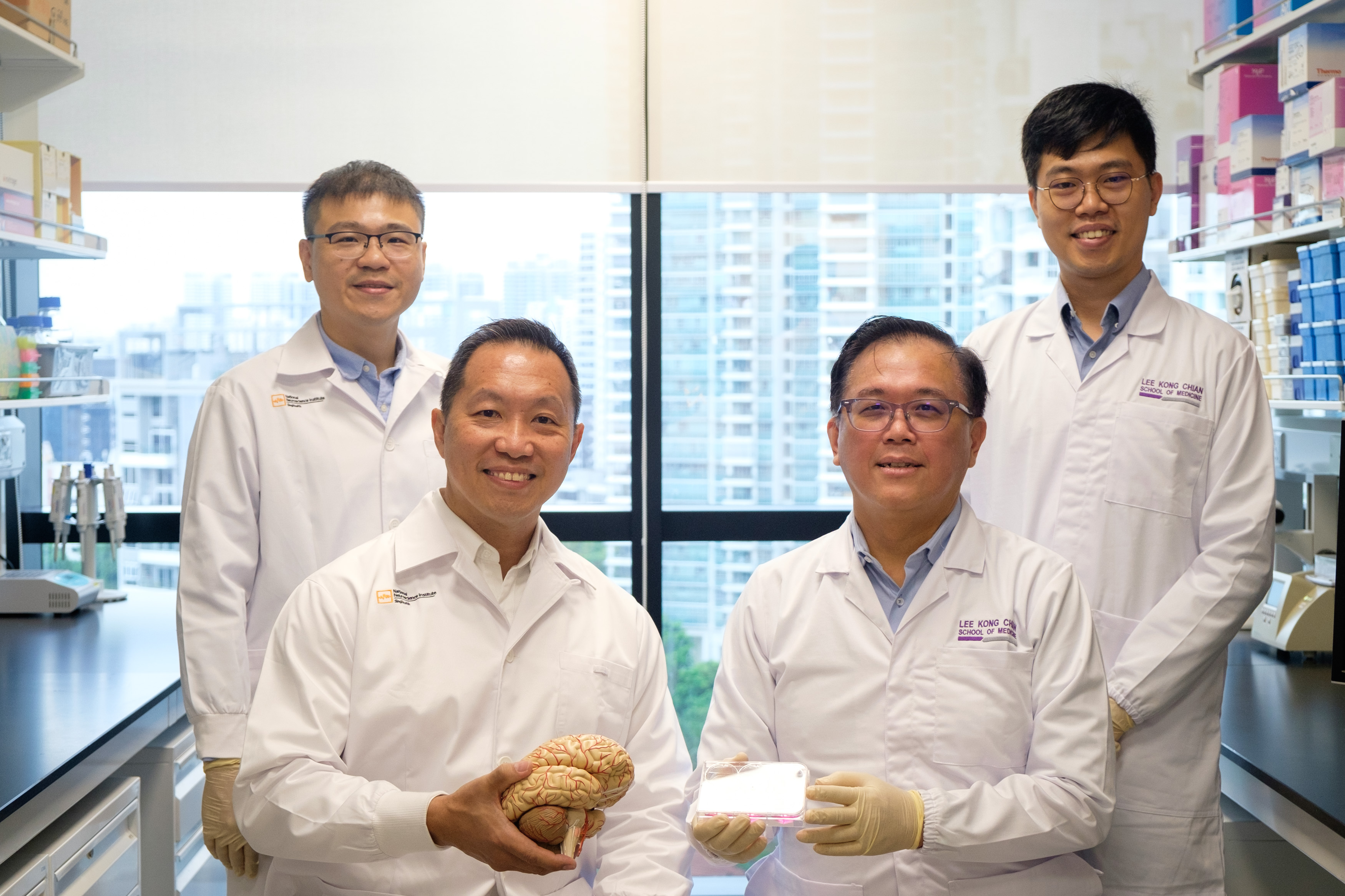 Dr Chong Yuk Kien; Assoc Prof Ang Beng Ti; Assoc Prof Andrew Tan and Dr Cheng Hong Sheng