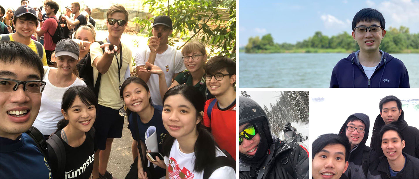 Collage photos of Exchange in Canada during second semester of year 2 and with incoming exchange students in year 3.