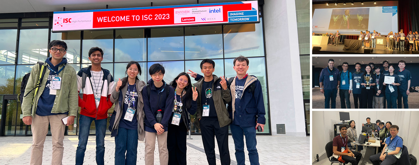 1 large and 3 small photos of Uni students taking part of computing competition.