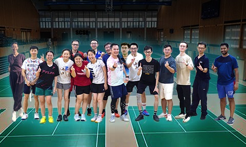 Thumbnail photo of SCSE team members at NTU Badminton Staff Game 2023.