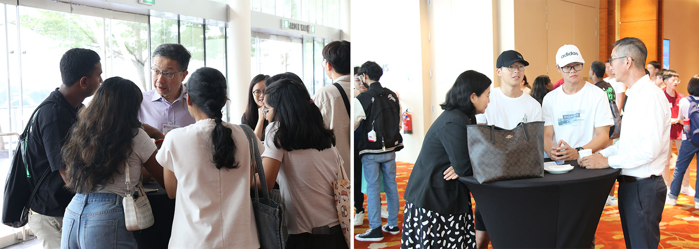 Photo of Profs actively engaging with guests, answering questions, and participating in vibrant conversations.