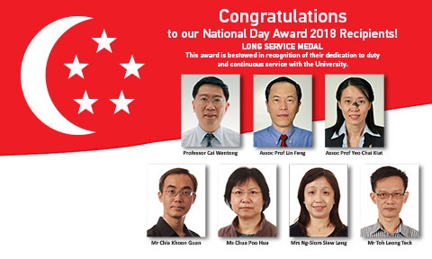 Let’s extend our warmest congratulations to our SCSE staff members who have been awarded the 2018 National Day Honours by the President of the Republic of Singapore.