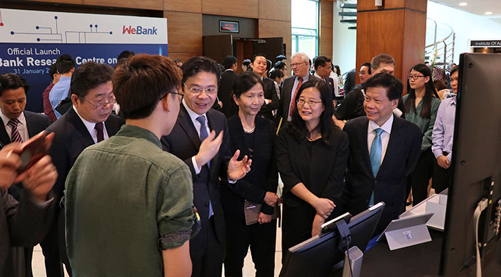 The official opening of the joint NTU-WeBank Research Centre on FinTech took place on 31st January 2019, attended by guest of honour Mr Lawrence Wong, Minister for National development and Second Minister for Finance.