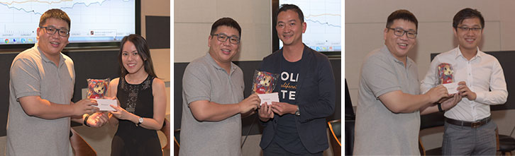 SCSE AAA President, Mr Leonard Lee (CS, Class of 2014), presented tokens of appreciation to the three distinguished speakers to end off the session.