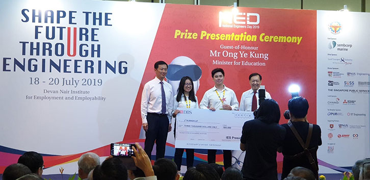 Congratulations to the NTU joint team from SCSE, Foo Ching Yen (CE, Year 3) and MAE, Marcus Teo for winning the 2nd Runner Up (University Category) in the Engineering Innovation Challenge 2019.