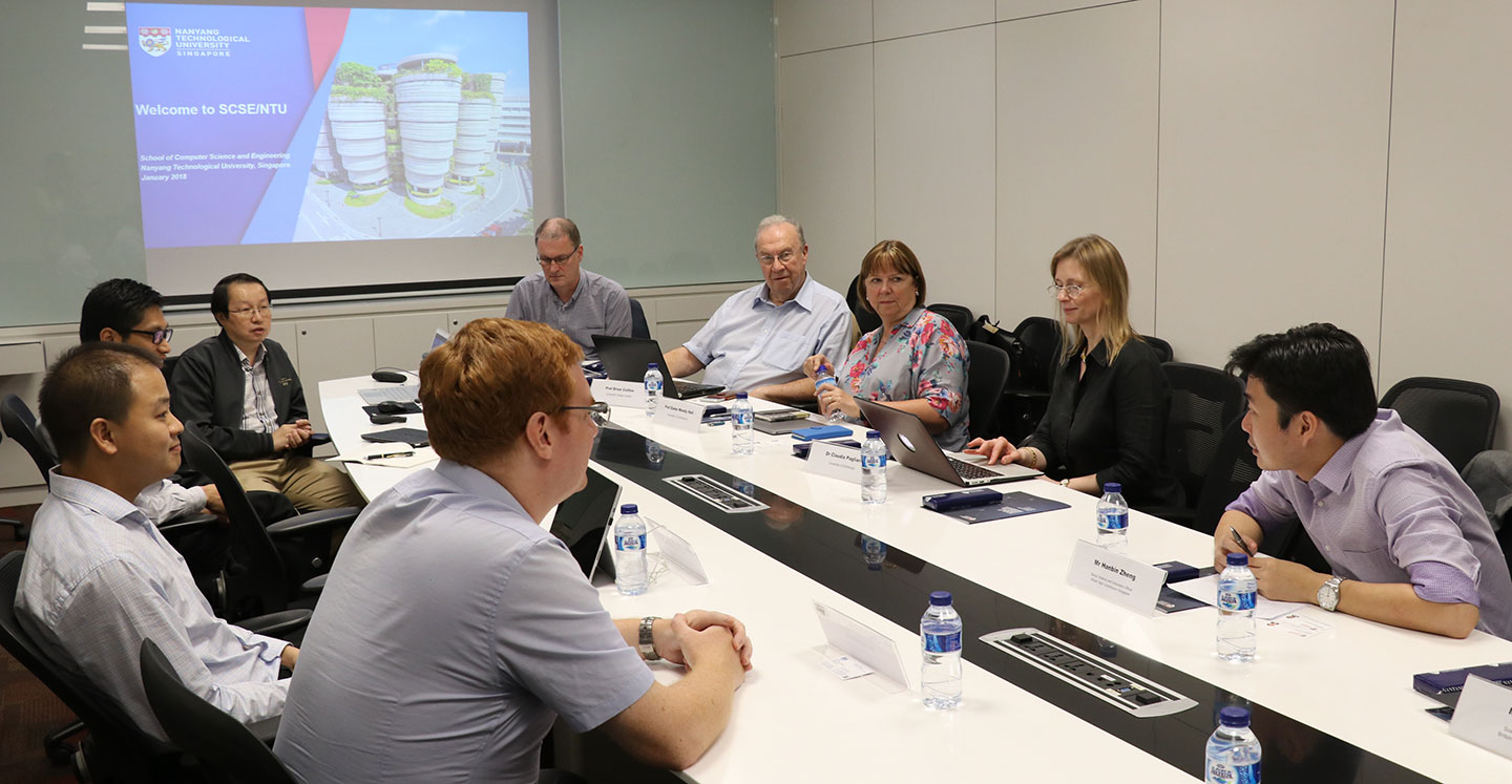 Prof Dame Wendy Hall and distinguished guests from UK AI Mission and British High Commission Singapore visited SCSE, sharing their AI research and report on Growing the artificial intelligence industry in the UK