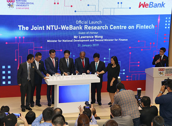 The official opening of the joint NTU-WeBank Research Centre on FinTech took place on 31st January 2019, attended by guest of honour Mr Lawrence Wong, Minister for National development and Second Minister for Finance.