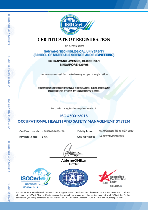 NTU MSE (OHSMS-2023-178) ISO Cert 1