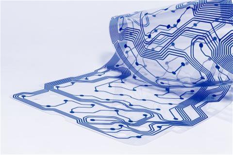 Bent sheet of flexible electronics
