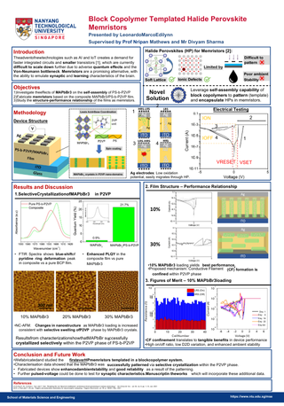 Block Copolymer Templated Halide Perovskite Memristors