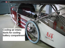 Cooling air intake ducts for cooling battery compartment