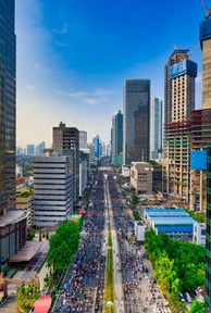 ariel shot of a city in Indonesia