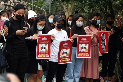 Vigil in support of the government of Myanmar, opposing the military coup