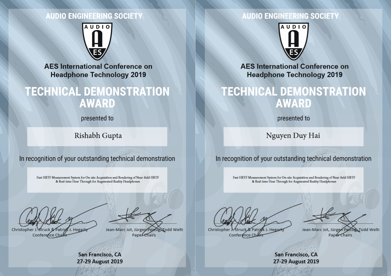 Technical Demonstration Certificates