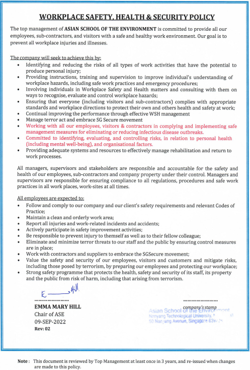 ASE Safety Policy