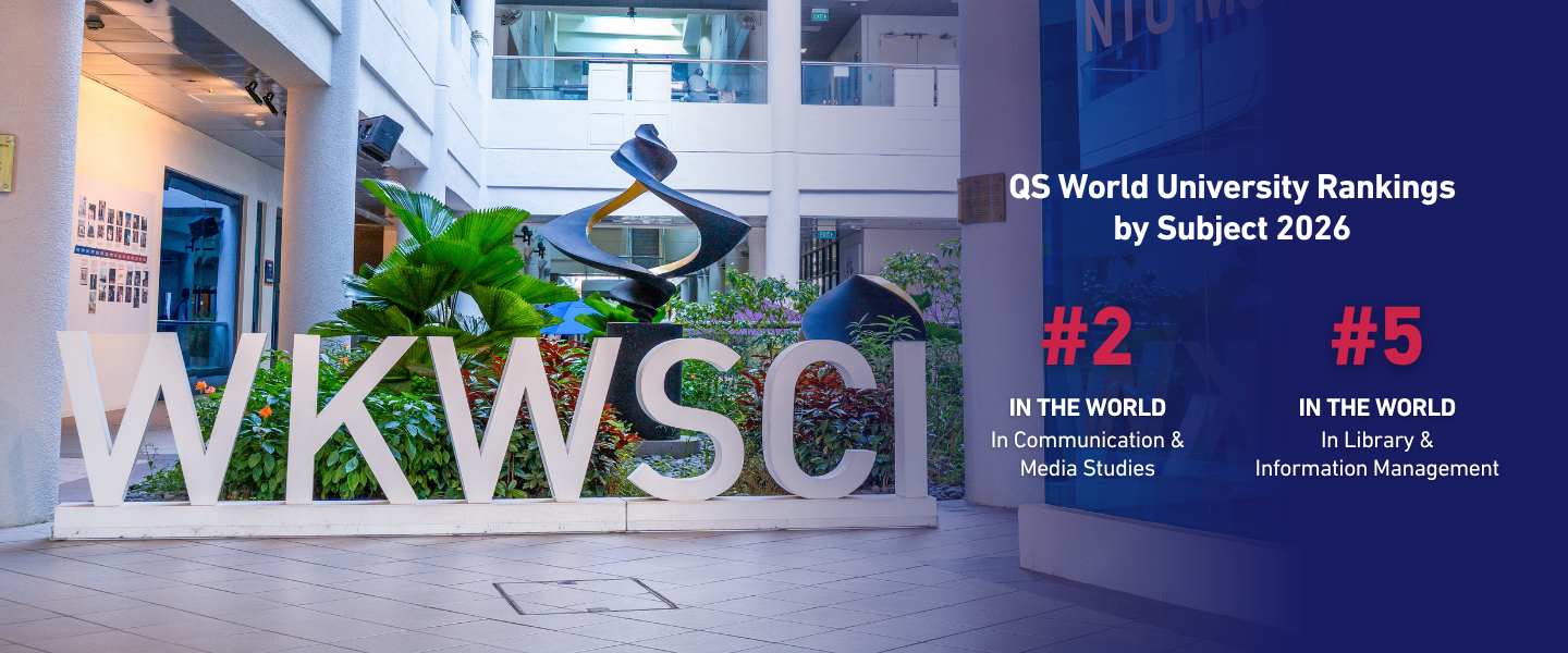 WKWSCI foyer with the School’s QS World University Rankings by Subject 2026.