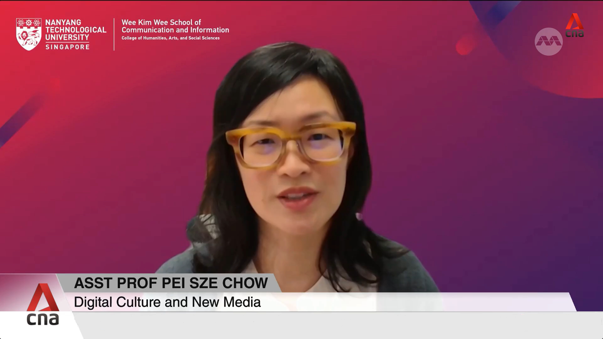 Asst Prof Pei Sze Chow CNA Interview