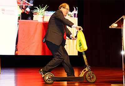 Prof Bertil on scooter