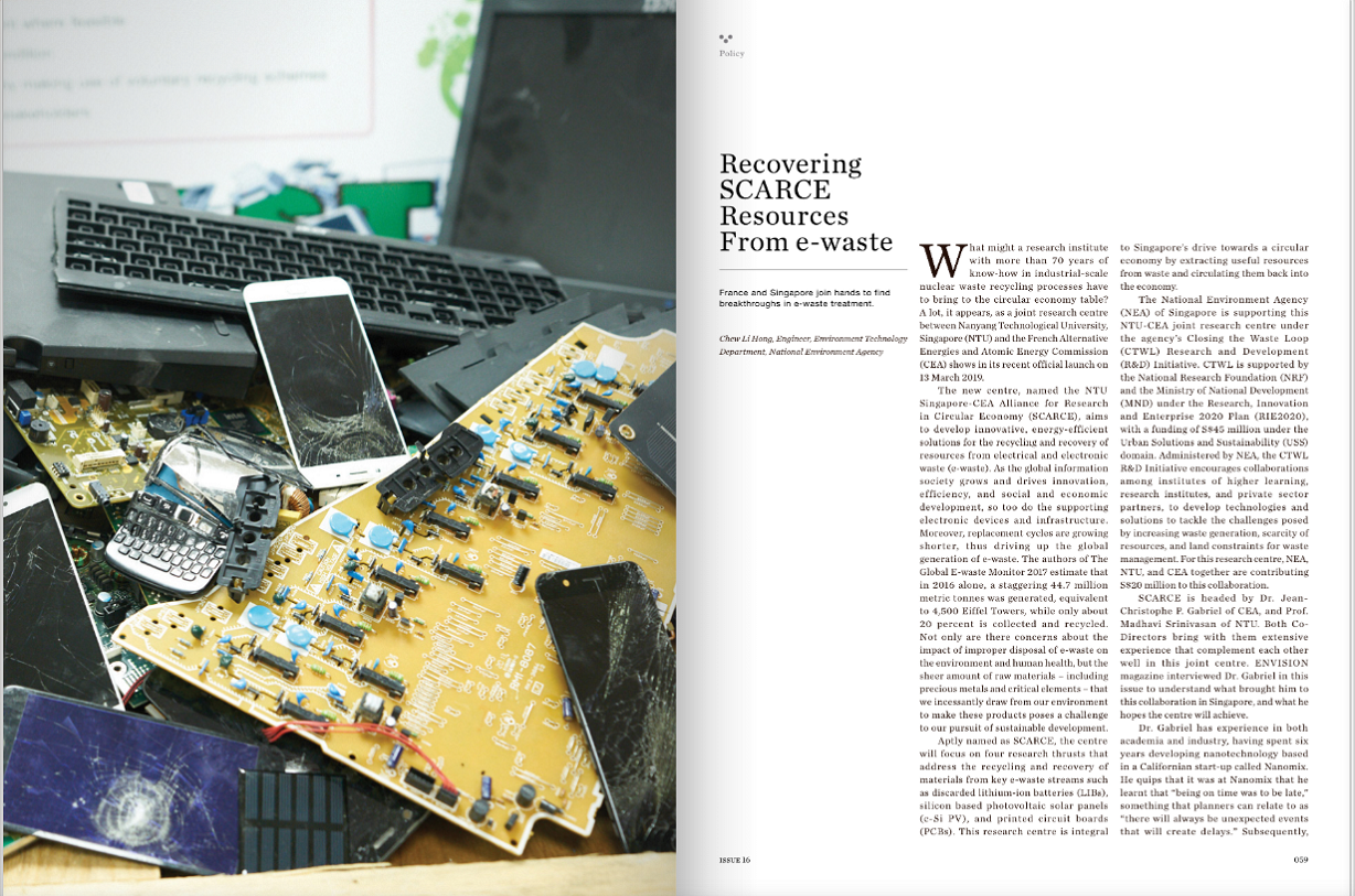 A page from Issue 16 of NEA's ENVISION publication showing e-waste