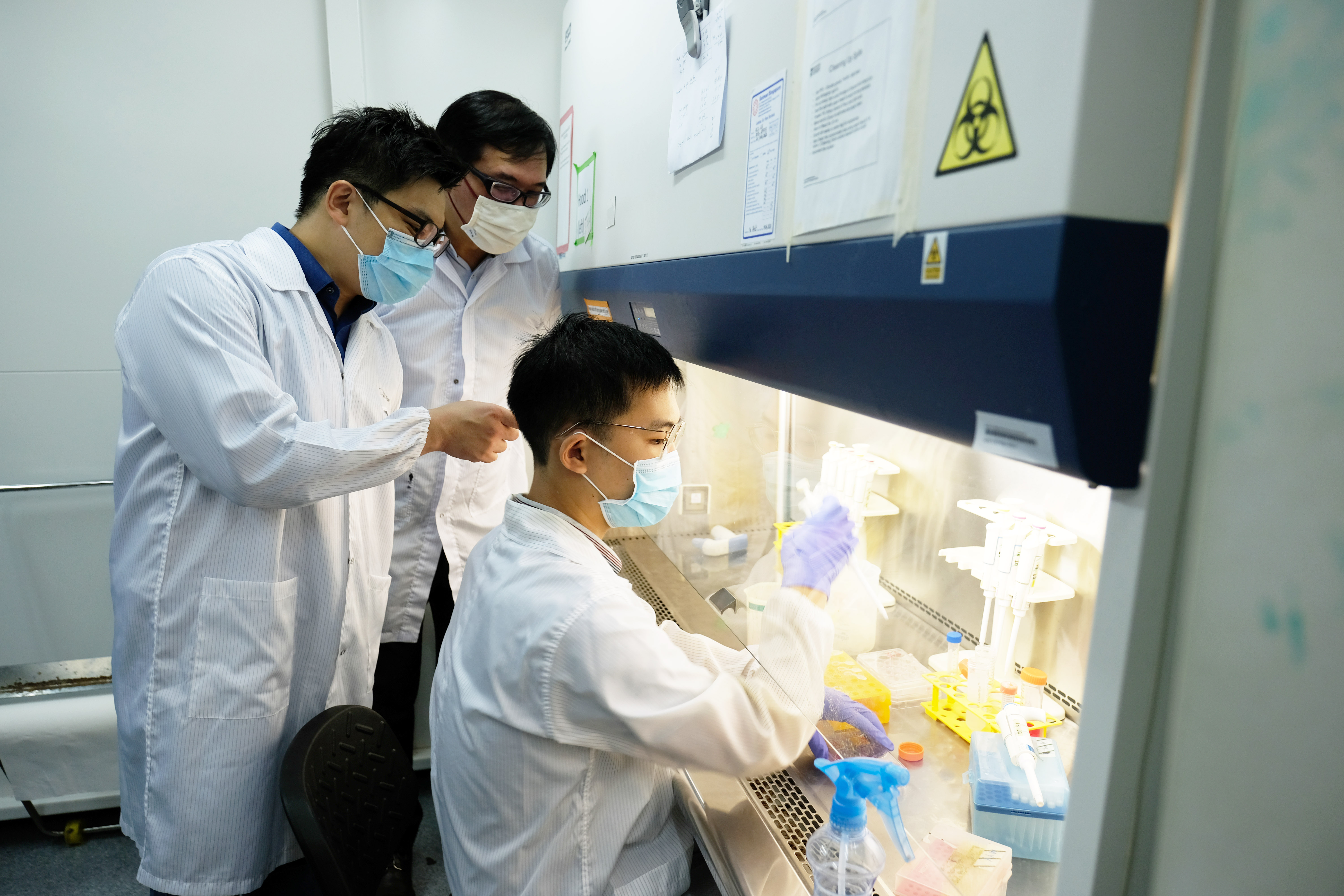 Researchers experimenting in the lab
