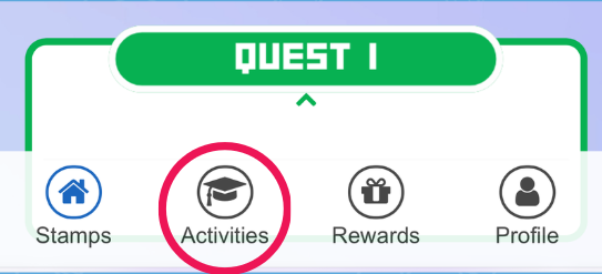 Screenshot of Activities Tab on Live It Up! Unlock the Adventure web-app