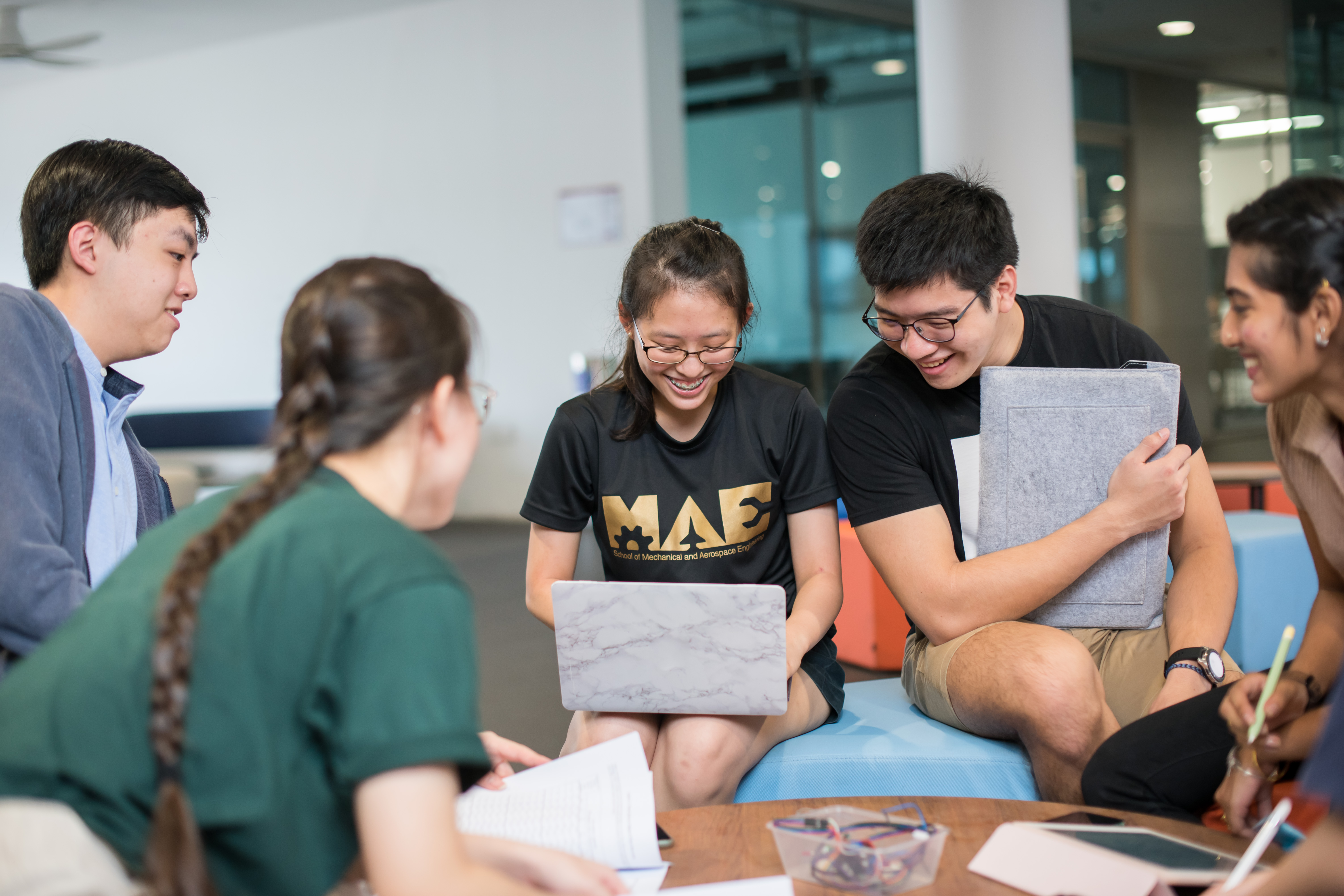 Students laughing during a discussion