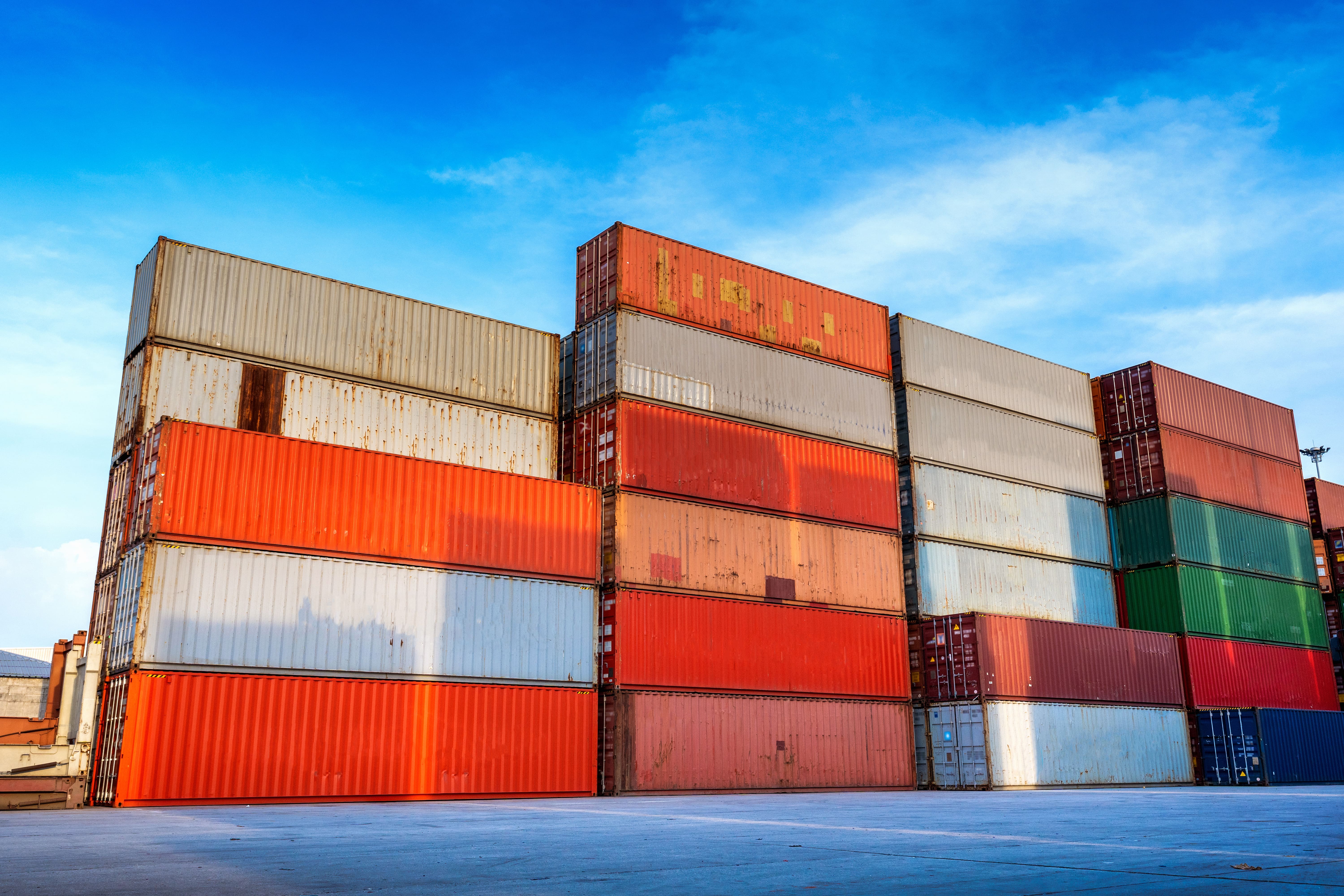 Shipping containers stacked