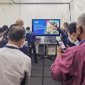 Dr John Wang giving his presentation in the Vicon motion capture lab