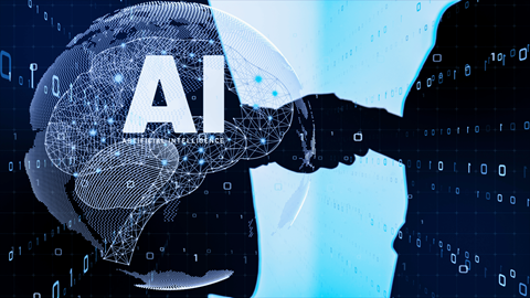 Shadow of two people shaking hands in the background with the words Artificial Intelligence on the image