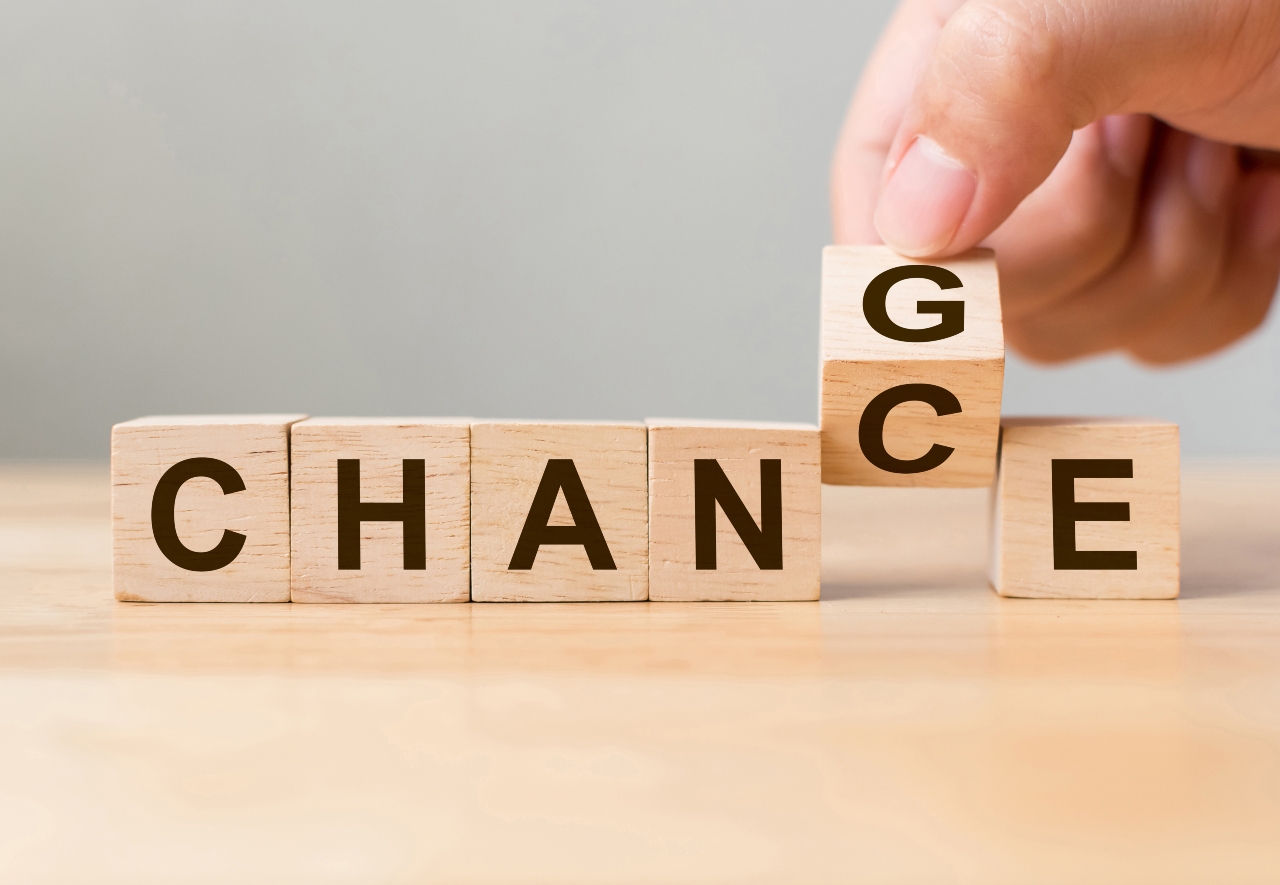 Blocks spelling out Change and Chance
