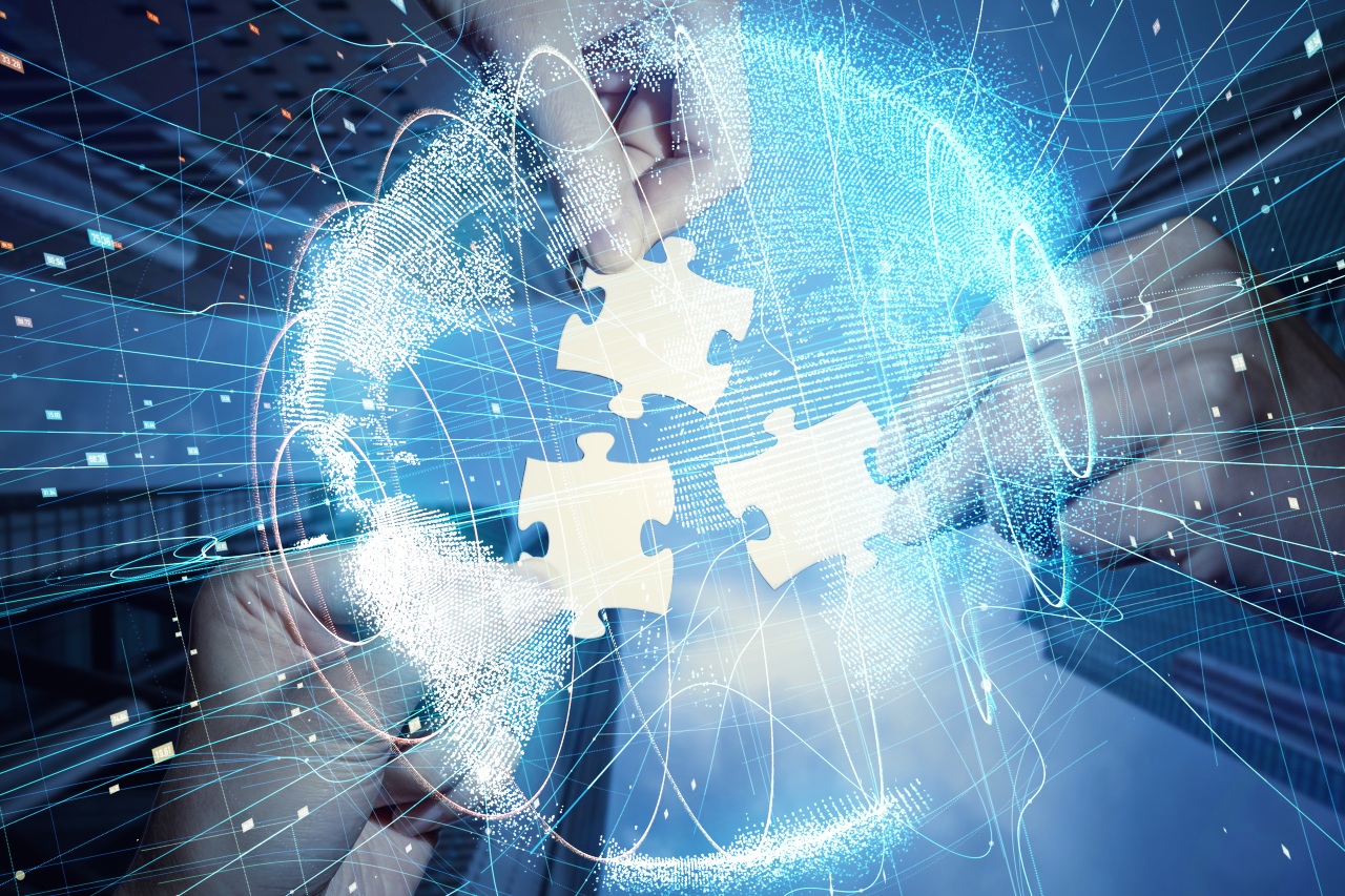 Digital globe with hands holding puzzle pieces