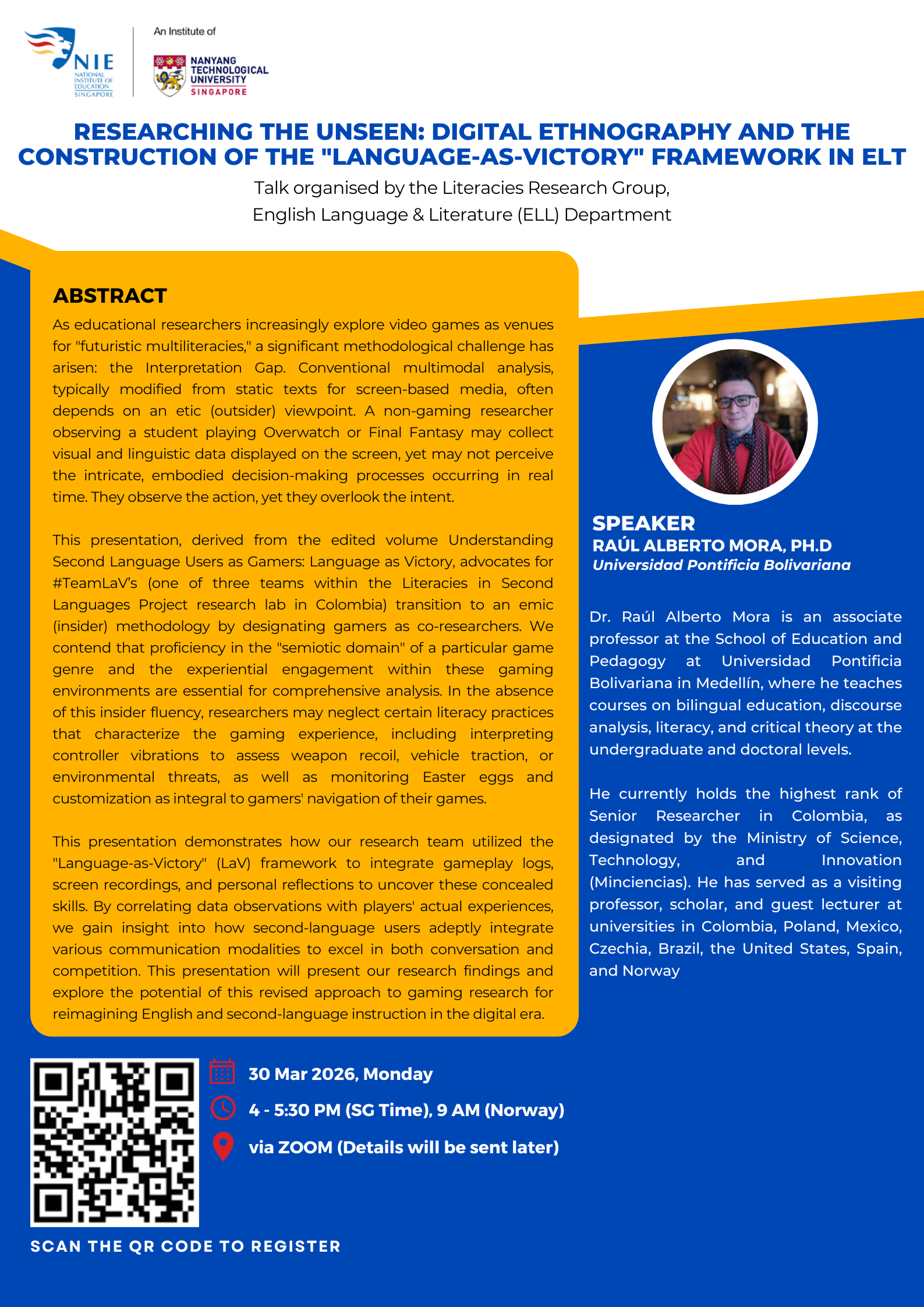30 Mar 2026 Talk by Raul Alberto Raul_30Mar26 Poster