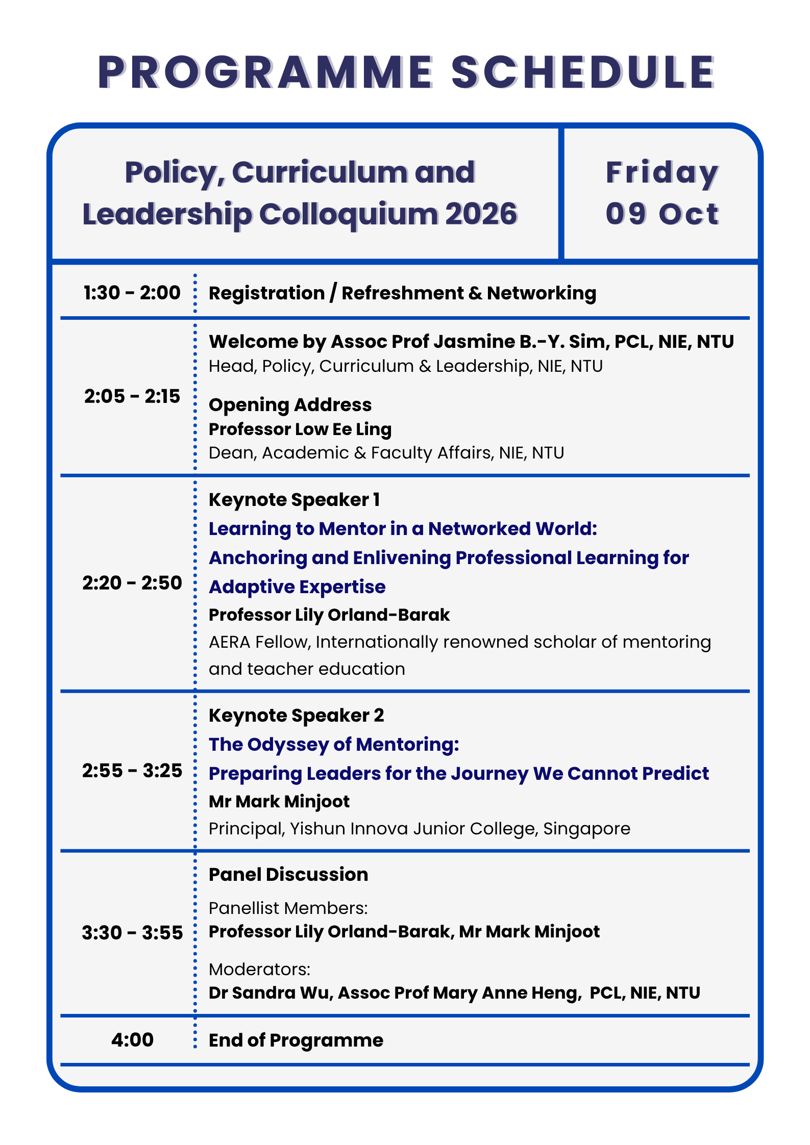 Programme Schedule